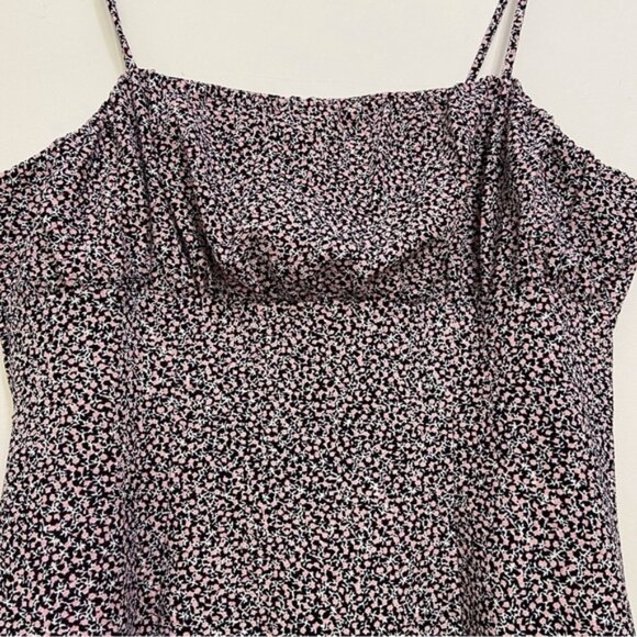 H&m dress liberty floral pink white black lightweight open to the leg summer XL - Picture 3 of 14